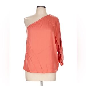 Asymmetrical Orange and Pink Blouse with One-Shoulder Design